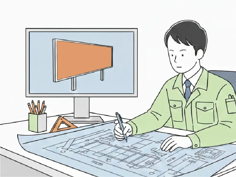 建築士が看板を設計します。